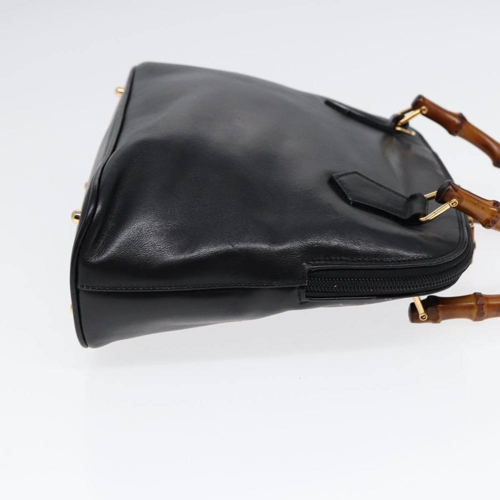 GUCCI Bamboo Hand Bag Leather Black Gold Auth ep5486 - Picture 4 of 16
